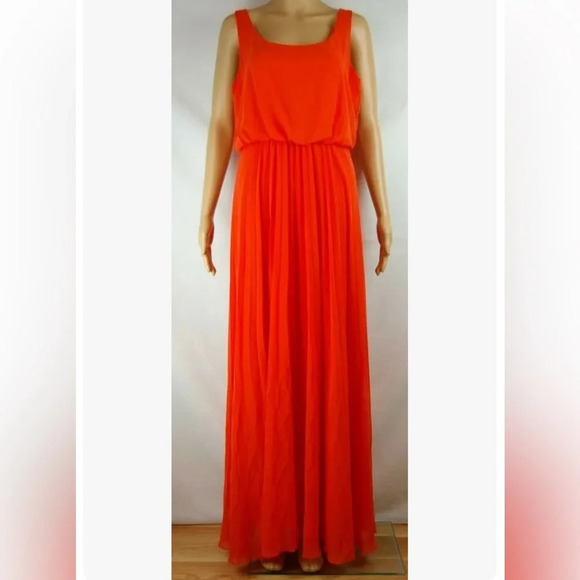 Bisou Bisou Orange Sleeveless Cut Out Back Maxi Dress Women's Size 16 - Picture 1 of 11